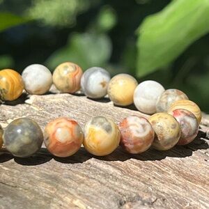 8mm stretchable crazy‎ lace agate bracelet